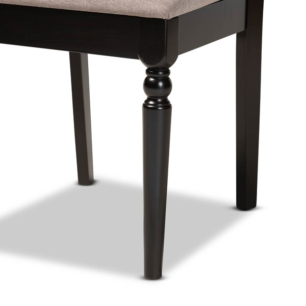 Baxton Studio Renaud Sand Upholstered and Espresso Wood 2-Piece Dining Chair Set - 165-10535