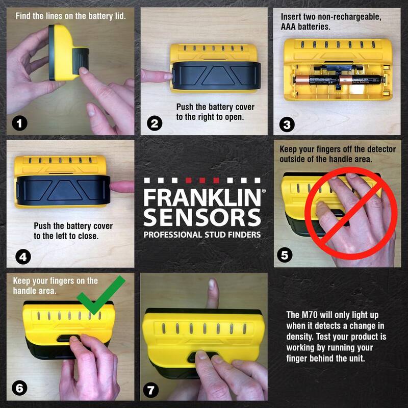 Franklin Sensors ProSensor M70 Full Width Center and Edge Stud Finder with 7-Sensors, Wood and Metal Stud Detector/Wall Scanner - FSM7002HD