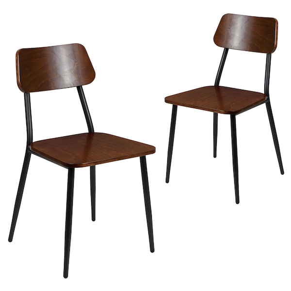 Flash Furniture Lincoln Industrial Dining Chair with Gunmetal Steel Frame and Rustic Wood Seat, Set of 2 - 2-XU-DG-60725-GG
