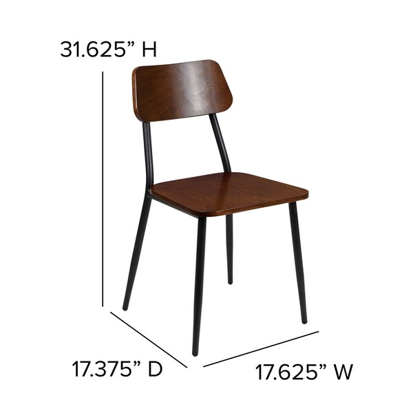 Flash Furniture Lincoln Industrial Dining Chair with Gunmetal Steel Frame and Rustic Wood Seat, Set of 2 - 2-XU-DG-60725-GG