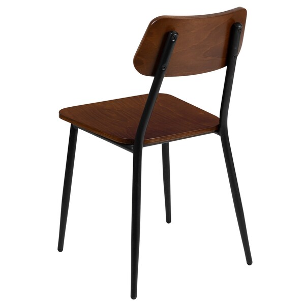 Flash Furniture Lincoln Industrial Dining Chair with Gunmetal Steel Frame and Rustic Wood Seat, Set of 2 - 2-XU-DG-60725-GG