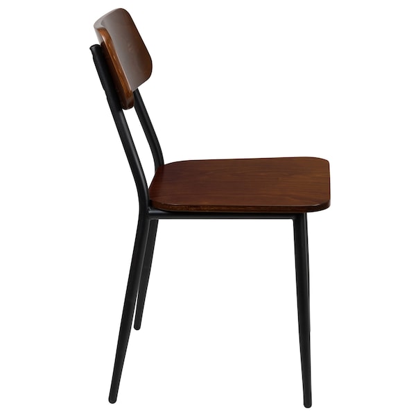 Flash Furniture Lincoln Industrial Dining Chair with Gunmetal Steel Frame and Rustic Wood Seat, Set of 2 - 2-XU-DG-60725-GG