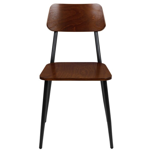 Flash Furniture Lincoln Industrial Dining Chair with Gunmetal Steel Frame and Rustic Wood Seat, Set of 2 - 2-XU-DG-60725-GG