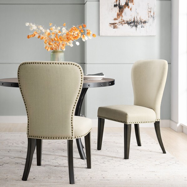 Alaterre Furniture Savoy Upholstered Dining Chairs, Cream Set of 2, PR - ANSV02FDC