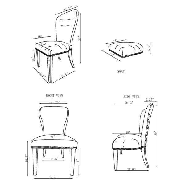 Alaterre Furniture Savoy Upholstered Dining Chairs, Cream Set of 2, PR - ANSV02FDC
