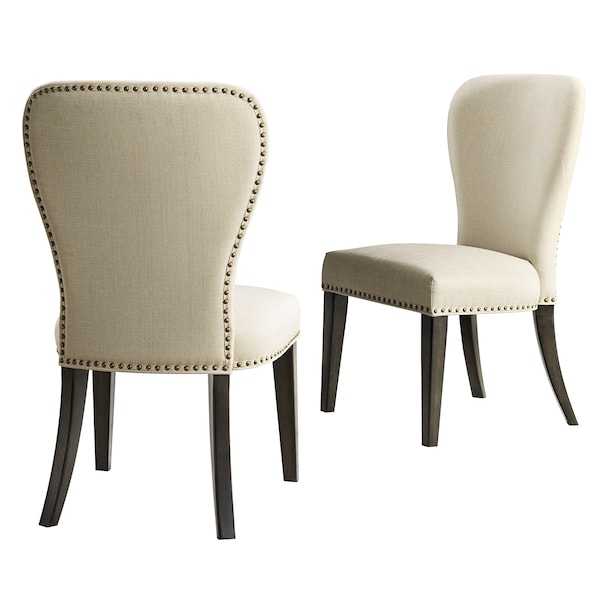 Alaterre Furniture Savoy Upholstered Dining Chairs, Cream Set of 2, PR - ANSV02FDC