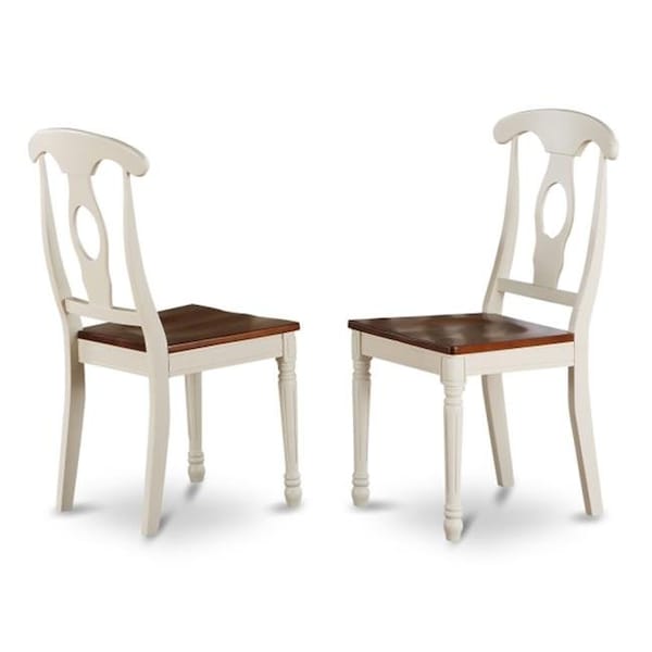 East West Furniture East West Furniture KEC-WHI-W Set Of 2 Napoleon Styled Chair With Wood Seat - KEC-WHI-W