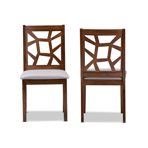 Baxton Studio Abilene Grey Upholstered and Walnut Brown Finished Dining Chair, PK2 - 149-8963