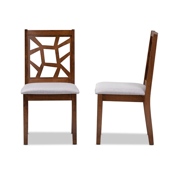 Baxton Studio Abilene Grey Upholstered and Walnut Brown Finished Dining Chair, PK2 - 149-8963