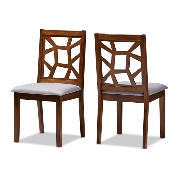 Baxton Studio Abilene Grey Upholstered and Walnut Brown Finished Dining Chair, PK2 - 149-8963