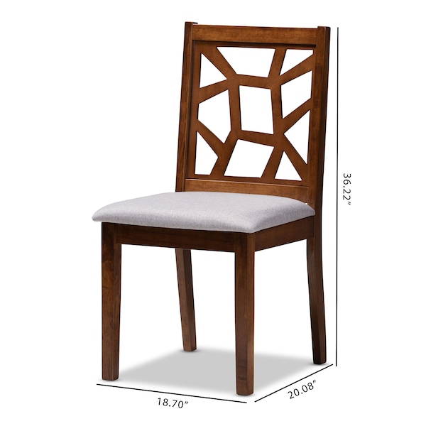 Baxton Studio Abilene Grey Upholstered and Walnut Brown Finished Dining Chair, PK2 - 149-8963