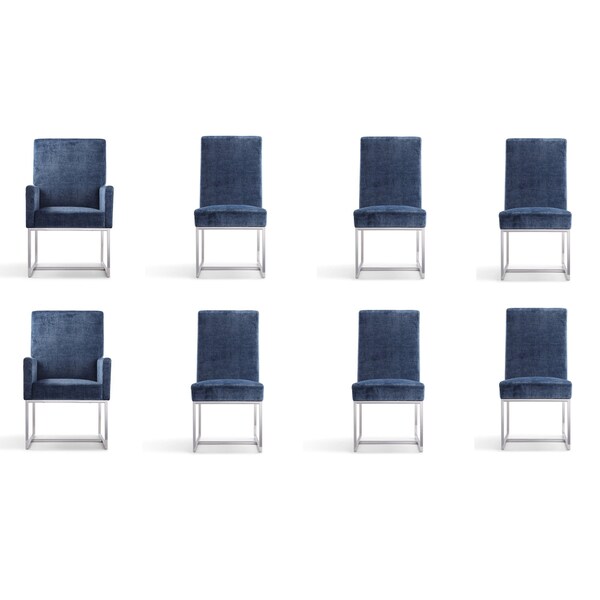 Manhattan Comfort Element 8-Piece Dining Chairs in Blue - 6-DC2930-BL