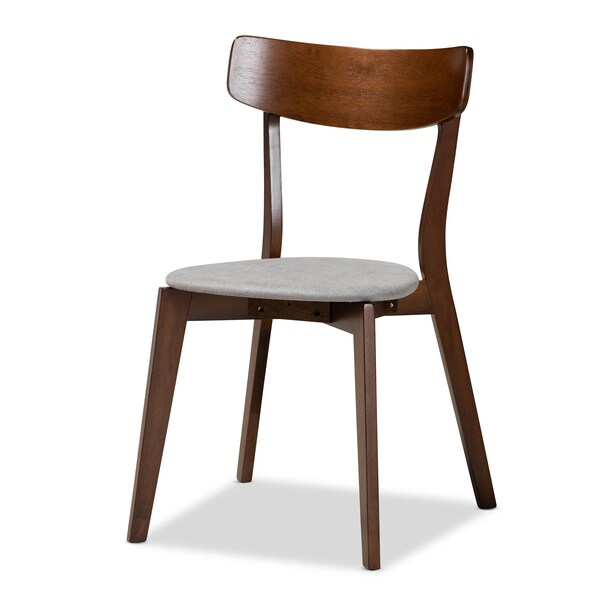 Baxton Studio Iora Light Grey Upholstered and Walnut Wood 4-Piece Dining Chair Set - 168-10814