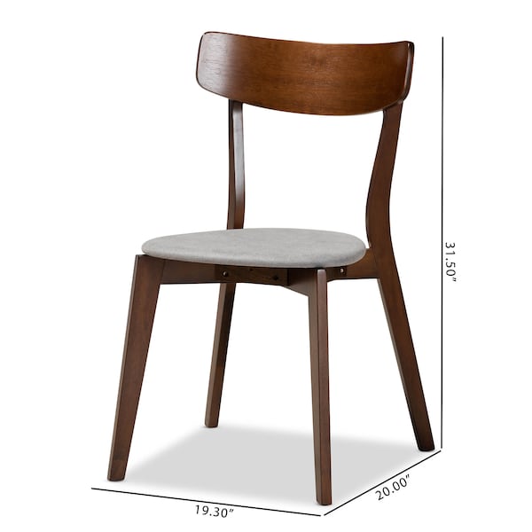 Baxton Studio Iora Light Grey Upholstered and Walnut Wood 4-Piece Dining Chair Set - 168-10814