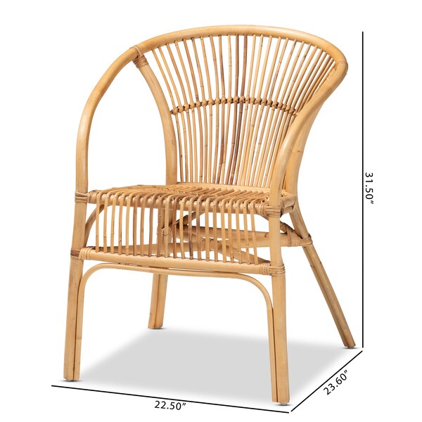 Baxton Studio Murai Modern Bohemian Natural Brown Rattan Dining Chair - 211-12765-ZORO