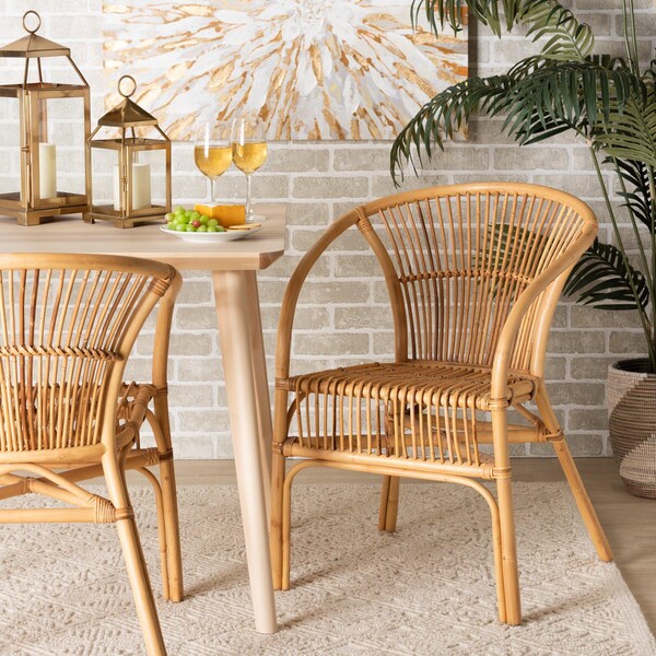 Baxton Studio Murai Modern Bohemian Natural Brown Rattan Dining Chair - 211-12765-ZORO