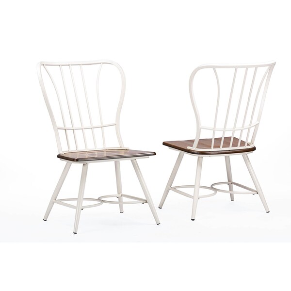 Baxton Studio Longford "Dark-Walnut" Wood and White Metal Vintage Dining Chair, PK2 - 113-6133