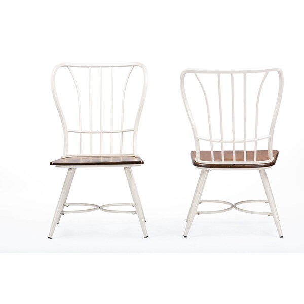 Baxton Studio Longford "Dark-Walnut" Wood and White Metal Vintage Dining Chair, PK2 - 113-6133
