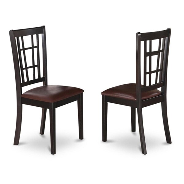 East West Furniture Nicoli Dining Chair with Faux Leather Seat in Black Finish Pack of 2 - NIC-BLK-LC