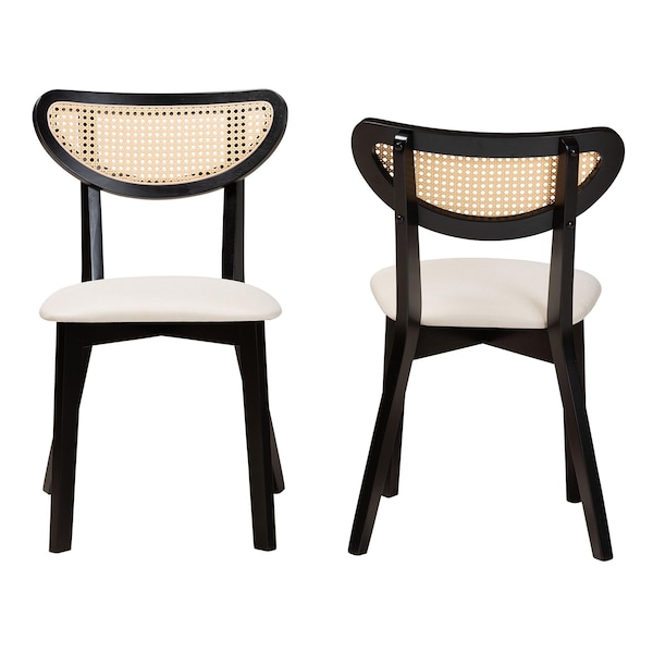 Baxton Studio Dannell Mid-Century Modern Cream Fabric and Black Finished Wood 2-Piece Dining Chair Set, PR - 236-2PC-13298-ZORO