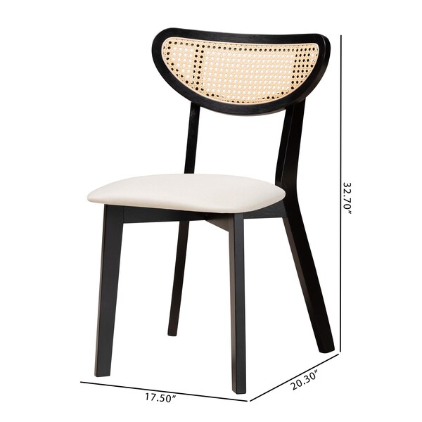 Baxton Studio Dannell Mid-Century Modern Cream Fabric and Black Finished Wood 2-Piece Dining Chair Set, PR - 236-2PC-13298-ZORO