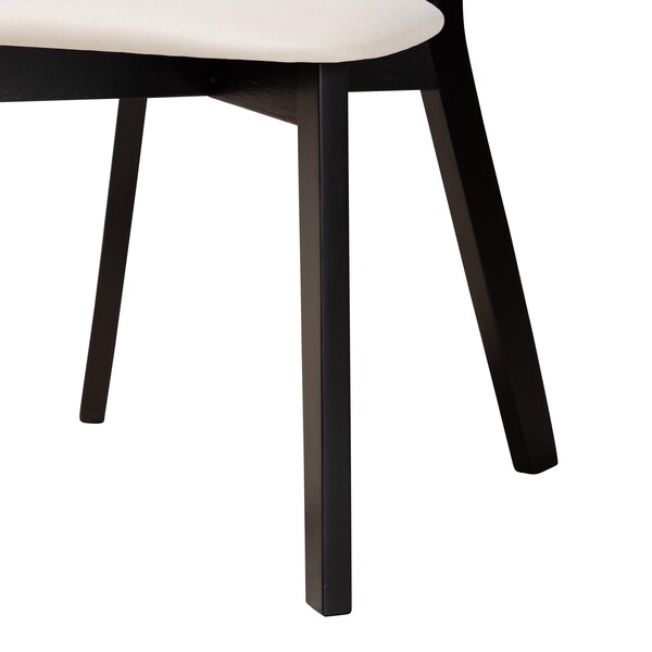 Baxton Studio Dannell Mid-Century Modern Cream Fabric and Black Finished Wood 2-Piece Dining Chair Set, PR - 236-2PC-13298-ZORO