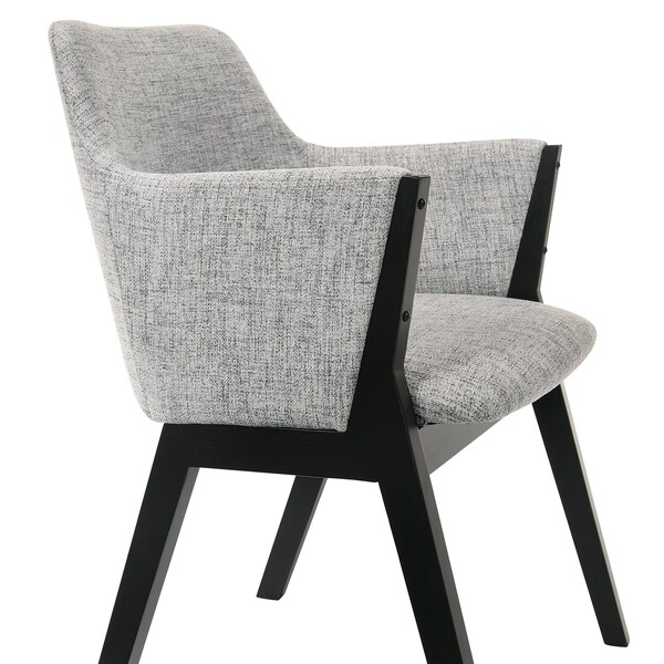 Armen Living Renzo Light Gray Fabric and Black Wood Dining Side Chairs - Set of 2 - LCRESIBLGR