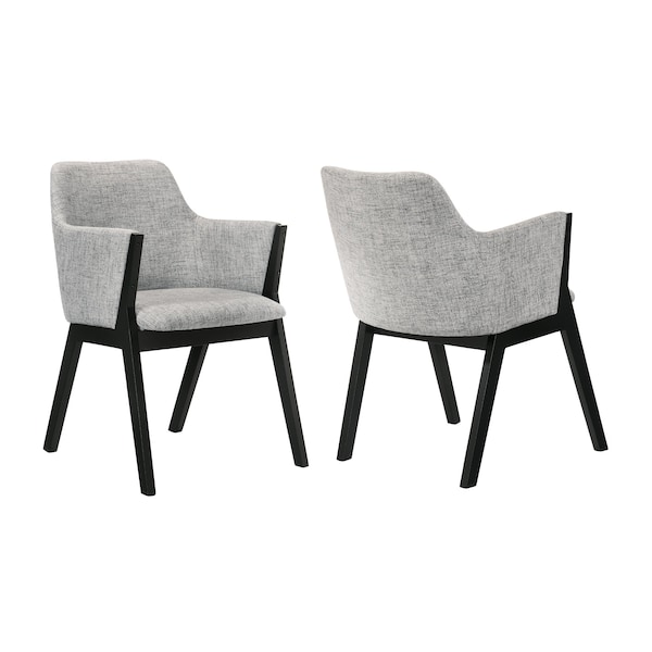 Armen Living Renzo Light Gray Fabric and Black Wood Dining Side Chairs - Set of 2 - LCRESIBLGR
