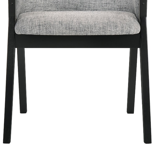 Armen Living Renzo Light Gray Fabric and Black Wood Dining Side Chairs - Set of 2 - LCRESIBLGR