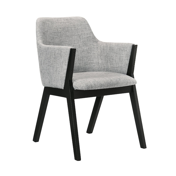 Armen Living Renzo Light Gray Fabric and Black Wood Dining Side Chairs - Set of 2 - LCRESIBLGR