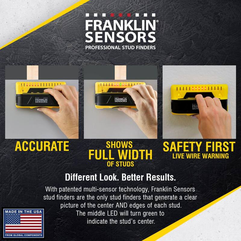 Franklin Sensors ProSensor M150 Full Width Center and Edge Stud Finder with 9-Sensors and Live Wire Warning/Wood and Metal Stud Detector - FSM15002HD