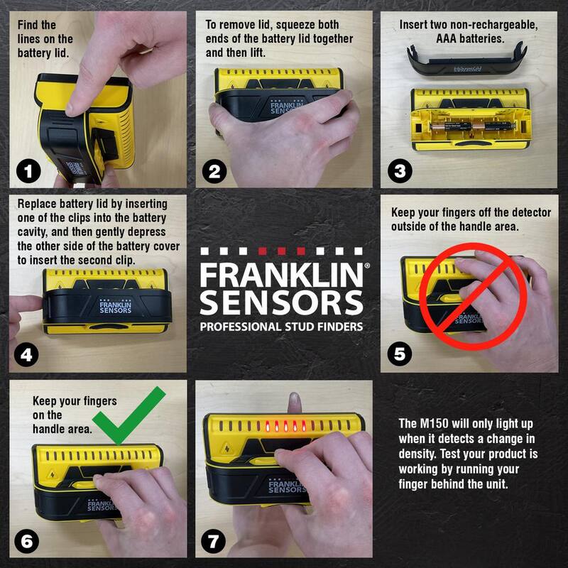 Franklin Sensors ProSensor M150 Full Width Center and Edge Stud Finder with 9-Sensors and Live Wire Warning/Wood and Metal Stud Detector - FSM15002HD