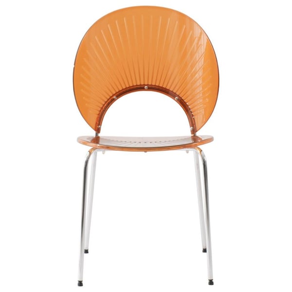 Leisuremod Opulent Plastic Dining Chair in Chrome Metal Legs, Amber - OC20A