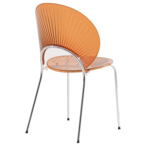 Leisuremod Opulent Plastic Dining Chair in Chrome Metal Legs, Amber - OC20A