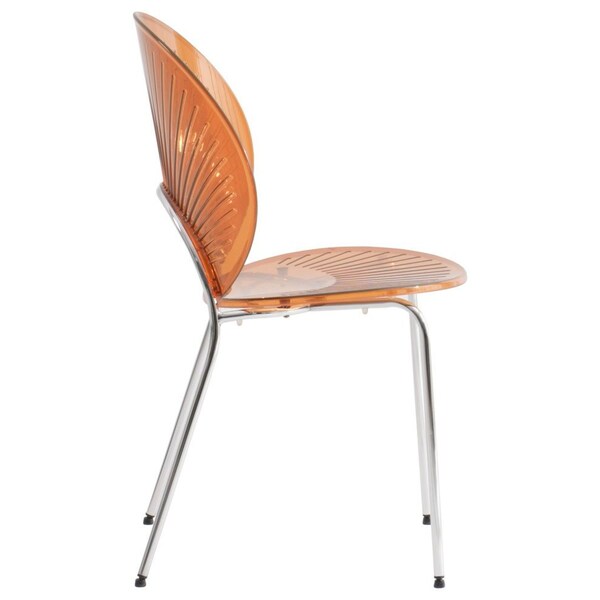 Leisuremod Opulent Plastic Dining Chair in Chrome Metal Legs, Amber - OC20A