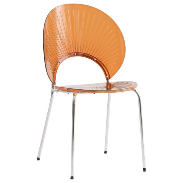 Leisuremod Opulent Plastic Dining Chair in Chrome Metal Legs, Amber - OC20A