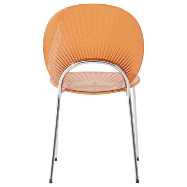 Leisuremod Opulent Plastic Dining Chair in Chrome Metal Legs, Amber - OC20A
