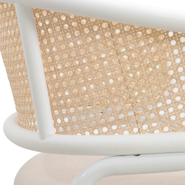 Leisuremod Ervilla Dining Chair with White Powder Coated Steel Legs and Wicker Back, Beige, 2PK - ECW-20BG2