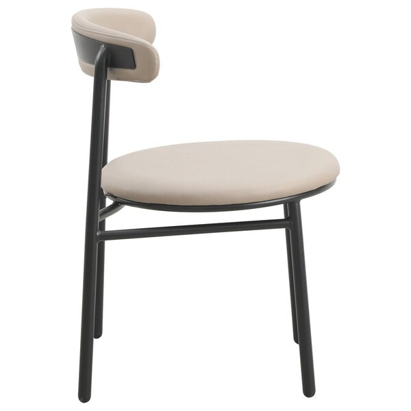 Leisuremod Lume Modern Dining Side Chair in Polyester with Black Steel Frame in Dark Taupe, 4PK - LC20DTP4