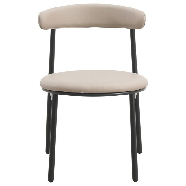 Leisuremod Lume Modern Dining Side Chair in Polyester with Black Steel Frame in Dark Taupe, 4PK - LC20DTP4