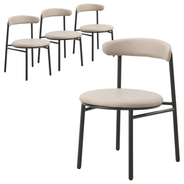 Leisuremod Lume Modern Dining Side Chair in Polyester with Black Steel Frame in Dark Taupe, 4PK - LC20DTP4