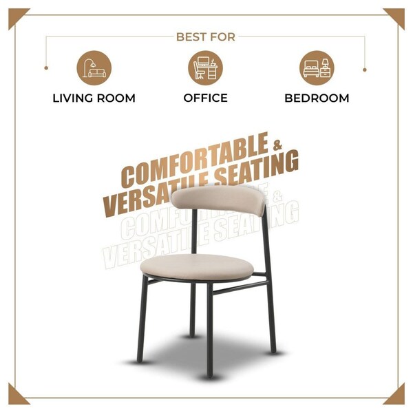 Leisuremod Lume Modern Dining Side Chair in Polyester with Black Steel Frame in Dark Taupe, 4PK - LC20DTP4