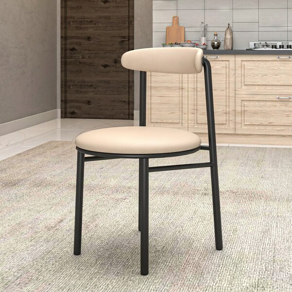 Leisuremod Lume Modern Dining Side Chair in Polyester with Black Steel Frame in Dark Taupe, 4PK - LC20DTP4