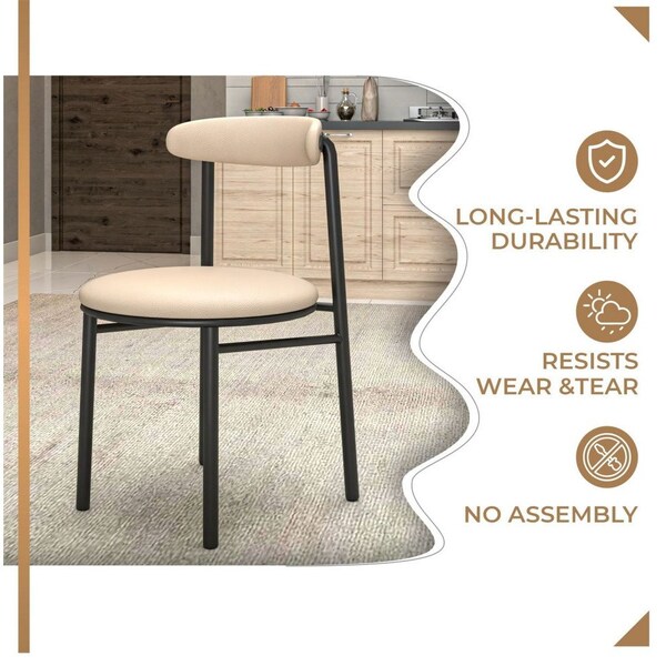 Leisuremod Lume Modern Dining Side Chair in Polyester with Black Steel Frame in Dark Taupe, 4PK - LC20DTP4