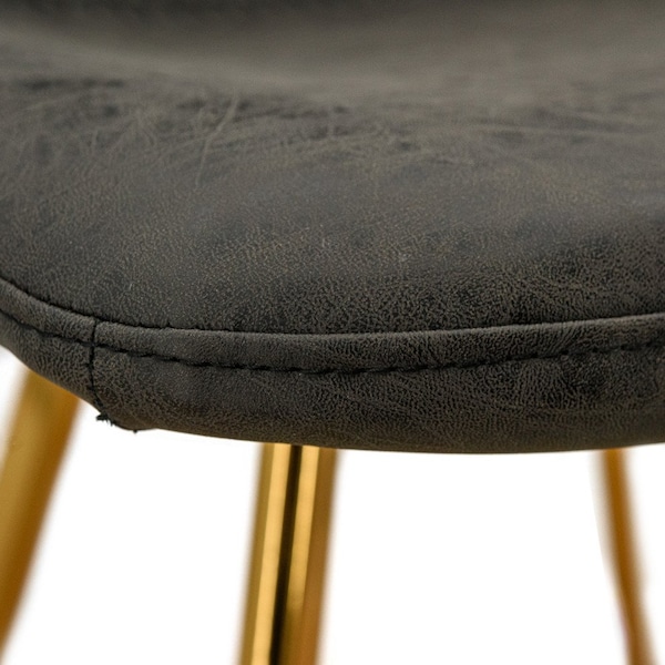 Leisuremod Markley Modern Leather Dining Chair with Gold Legs, Charcoal Black, 2PK - MCG18BL2