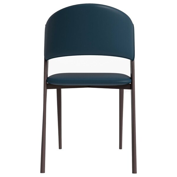 Leisuremod Aspen Modern Leather Dining Side Chair with Iron Legs in Blue - AC51BU