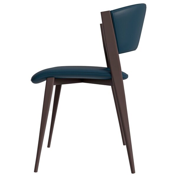 Leisuremod Aspen Modern Leather Dining Side Chair with Iron Legs in Blue - AC51BU