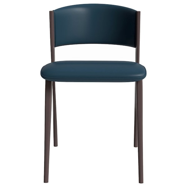 Leisuremod Aspen Modern Leather Dining Side Chair with Iron Legs in Blue - AC51BU