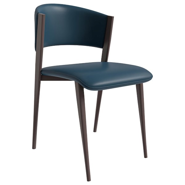 Leisuremod Aspen Modern Leather Dining Side Chair with Iron Legs in Blue - AC51BU