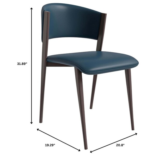 Leisuremod Aspen Modern Leather Dining Side Chair with Iron Legs in Blue - AC51BU